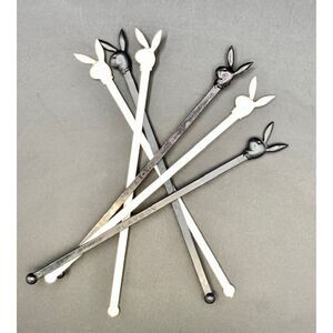 Six VTG Playboy Swizzle Sticks One Tahitian Bar Castaways Stick MCM Bar